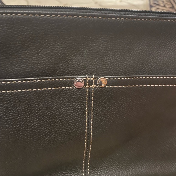 Tignanello Black Leather Y2K Crossbody Bag Silver Hardware - Picture 10 of 11